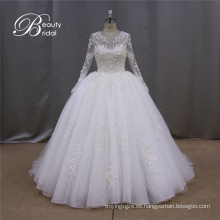 Bola de cristal Bridal vestidos de lentejuelas de manga larga vestido de novia